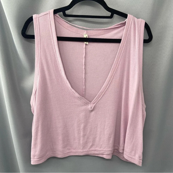 Free People Intimately Free People Baring It Ribbed Boxy Cropped V Neck Tank Top - Picture 2 of 7